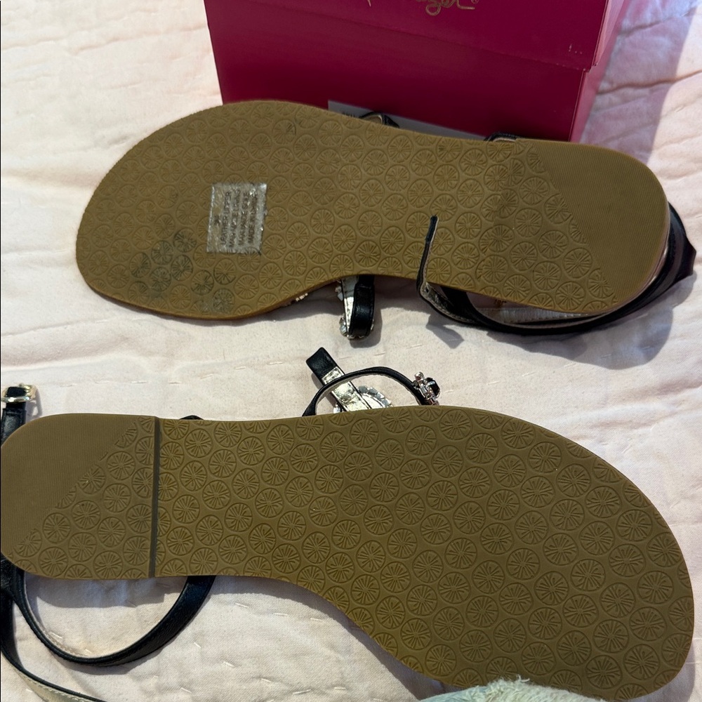 🌴 Lilly Pulitzer Katie Sandals Black Crystal Embellishment XL w box Fantastic!! - Picture 8 of 8